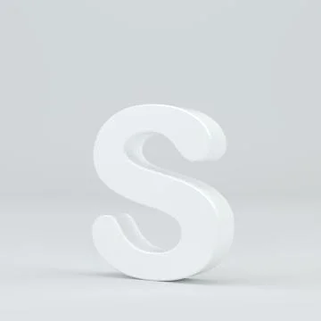 White small letter S on studio light background. 3d rendering Stock-Illustration