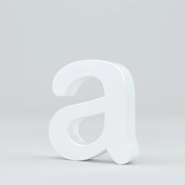 White small letter A on studio light background. 3d rendering Illustrazione stock