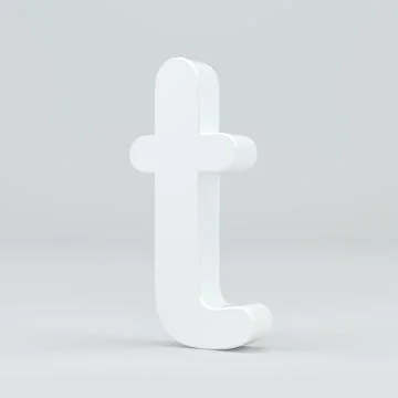 White small letter T on studio light background. 3d rendering Illustrazione stock