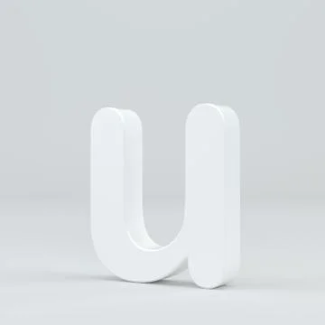 White small letter U on studio light background. 3d rendering Illustrazione stock