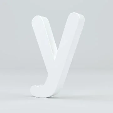 White small letter Y on studio light background. 3d rendering Illustrazione stock