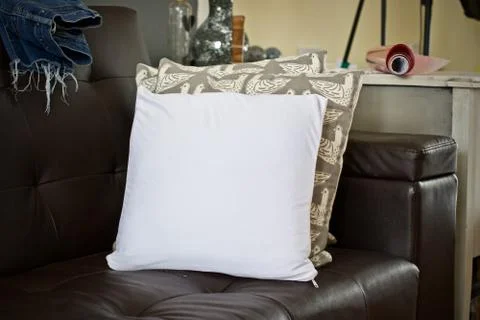 White small pillow mockup Stock Photos