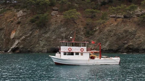 The white small size vessel Stock Footage 7747635