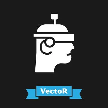 White Smart glasses mounted on spectacles icon isolated on black background Stock Illustration