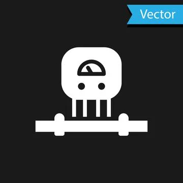 White Smart sensor system icon isolated on black background. Internet of things Illustrazione stock