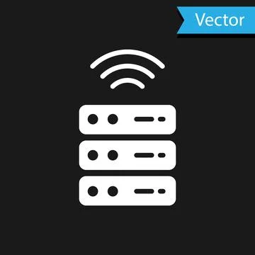 White Smart Server, Data, Web Hosting icon isolated on black background Stock Illustration