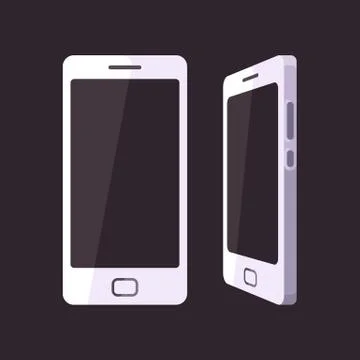 White smartphone with black screen flat illustration Stock Illustration