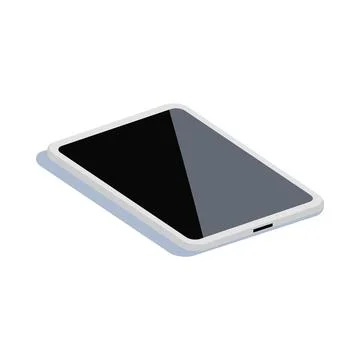 White smartphone with black screen, mobile phone top view isolated on white Stock Illustration