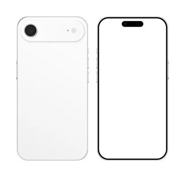 White smartphone device front and back, slim design mockup for advertisement Stock Illustration