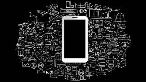 White smartphone on infographics background Stock-Footage 106723446