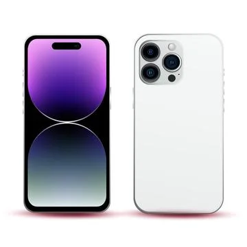 White smartphone, model phone 14 PRO, IT industry novelty, original wallpaper Stock Illustration