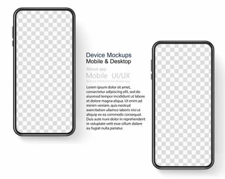 White smartphone with realistic drop shadow mock up isolated on white background Stock Illustration