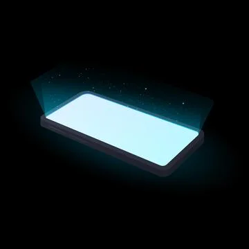 White smartphone screen with light effect and small glowing particles. Stock Illustration