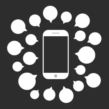 White smartphone with speech bubbles Stock Illustration