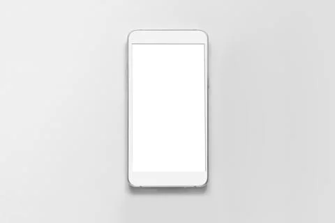 White smartphone whith empty screen isolated on white background mockup for a Stock Photos