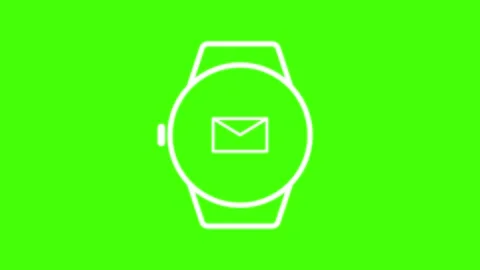 White Smartwatch Email Icon on Green Background Stock Footage 306586808