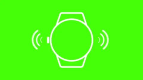White Smartwatch Icon on Green Screen with Wireless Signal Waves Stock Footage 306586807