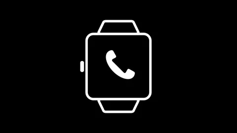 White Smartwatch Incoming Call Icon on Black Background Stock Footage 306586789