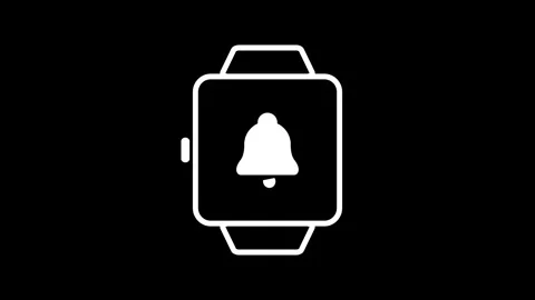 White Smartwatch Notification Icon on Black Background Stock Footage 306586839