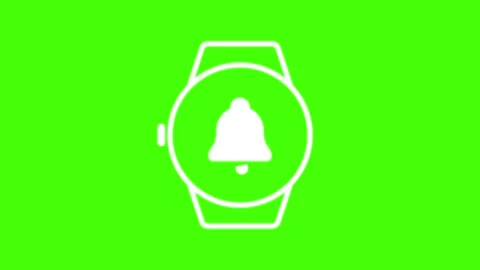 White Smartwatch Notification Icon on Green Background Stock Footage 306586848
