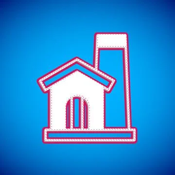 White Smithy workshop interior icon isolated on blue background.  Vector Illustration