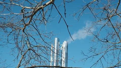 White smoke from , background of the blue sky Stock Footage 150912917