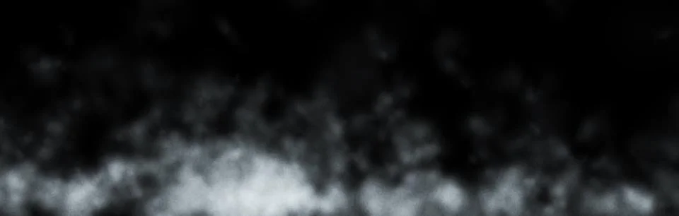 White smoke on black background. Dynamic abstract fog. 3D rendering. Stock Illustration