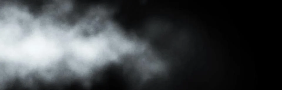 White smoke on black background. Dynamic abstract fog. 3D rendering. Stock Illustration
