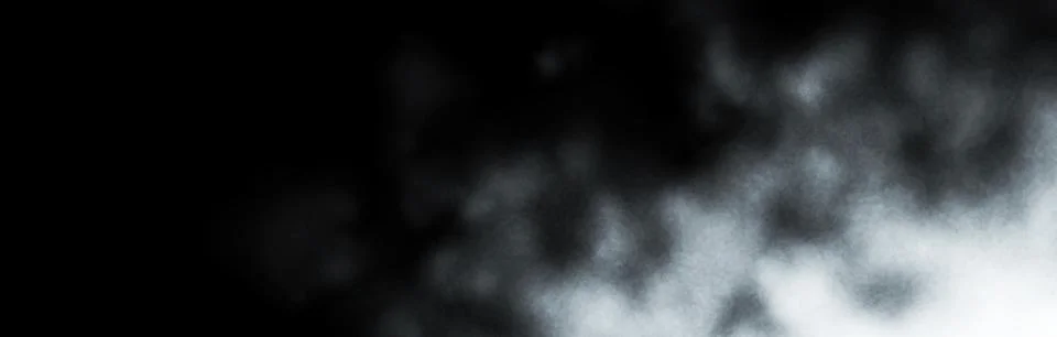 White smoke on black background. Dynamic abstract fog. 3D rendering. Stock Illustration
