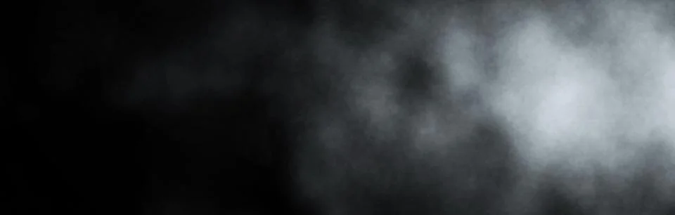 White smoke on black background. Dynamic abstract fog. 3D rendering. Illustrazione stock