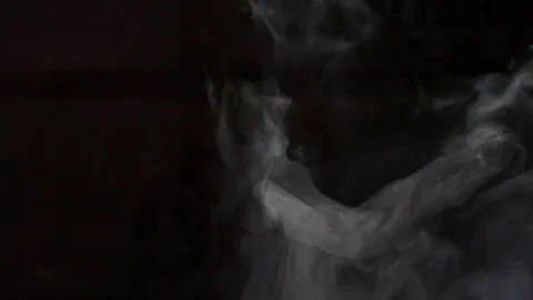 White smoke on black background Stock Footage 85063769