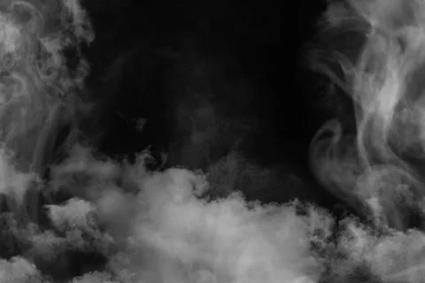 White smoke on black background. Space for text Stock Photos