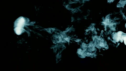 White smoke on black isolated background Stock Footage 96555937
