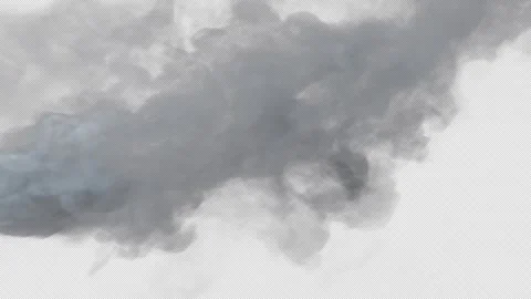 White Smoke Cloud Drifting on Black Background with Alpha Channel Stock Footage 348694443
