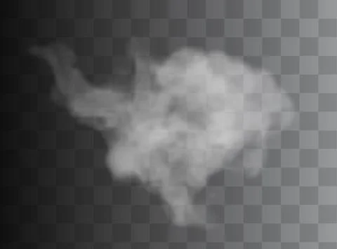 White smoke cloud isolated on transparent background. Vector smoke or fog. Stock Illustration