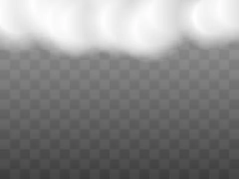 White smoke cloud with overlay effect on transparent background. Realistic bo Stock Illustration