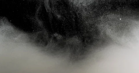White smoke cloud slowly moving down and above floating dust particles Stock Footage 115189206