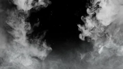 White smoke clouds swirling on black background for abstract overlay and 库存影片 342897416