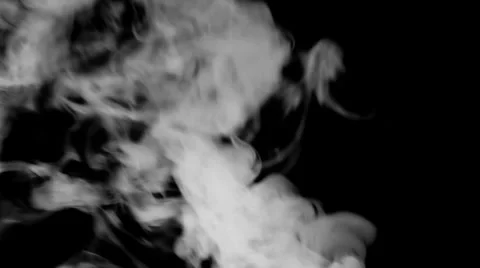 White smoke column on black background Stock Footage 33862680