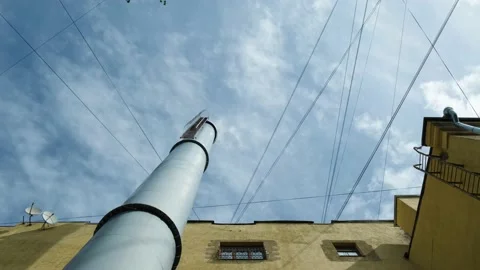 White smoke comes from a chimney. Video stock 135221094