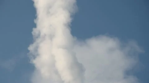 White smoke comes out from old chimney of factory plant Stock Footage 225698080
