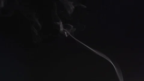 White smoke dissolves on a black isolated background. Slow movement of steam or Stock Footage 124713554