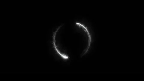White Smoke Energy Circle Loop Rotating Glowing Ring on Black Background Stock Footage 319558652