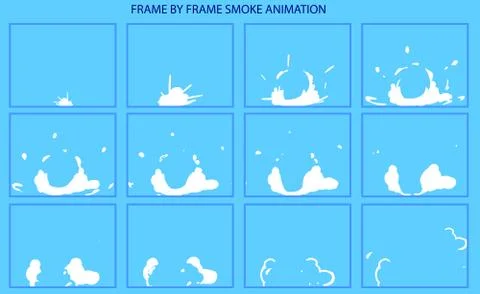 White Smoke Explosion Vector Frame by Frame Animation Stock Illustration