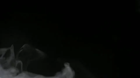 White Smoke floats over black background Stock Footage