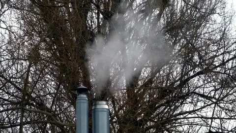 White smoke from an iron pipe Stock Footage 87587414