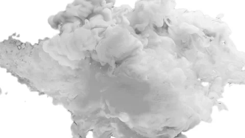 White smoke isolated, white paint liquid explode in water in slow motion. Stock Footage 101297257
