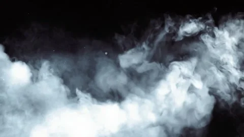 White smoke or steam clouds isolated on a black background for overlay effects. Stock Footage 342897984