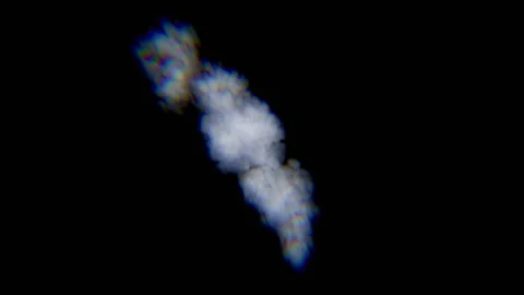 White Smoke Puff Cloud Drifting on Black Background Loop Видео 339818129