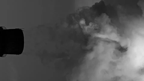 White smoke rises from the black pipe of an industrial plant. Pollutant Vídeos de archivo 264941960